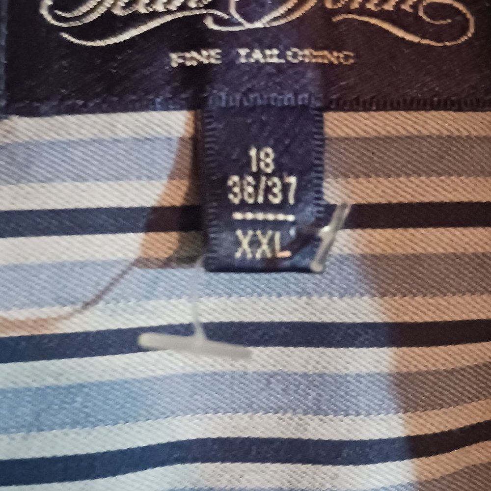 Brooks Brothers vertical stripe navy blue white 3837 XXL 18